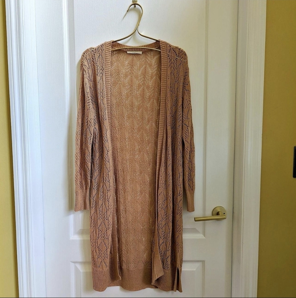 Women's Long Peach Colored Cardigan